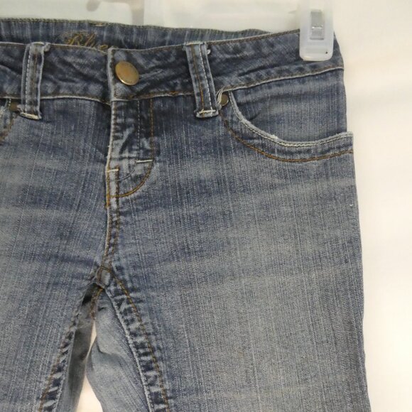 BLUENOTES | 27 X 30 | Kate Relaxed Flare | Distressed Denim | White Paint Spill - Picture 5 of 16